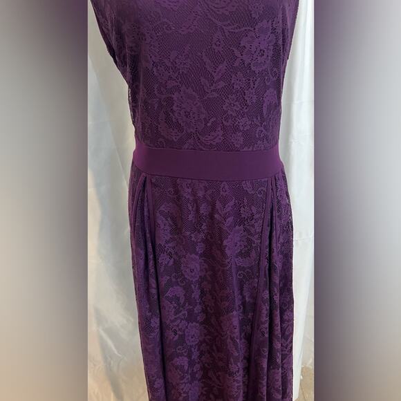 NEW Candalite Woman Plus Plum Purple Floral Lace Dressy Maxi Flare Dress Size 1X - Picture 5 of 10